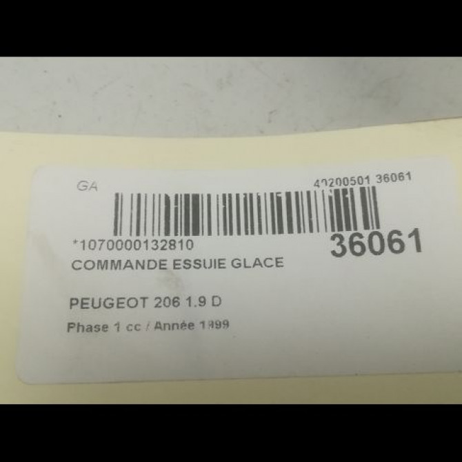 Commande essuie glace occasion PEUGEOT 206 Phase 1 09-1998->03-2009 1.9 D 3