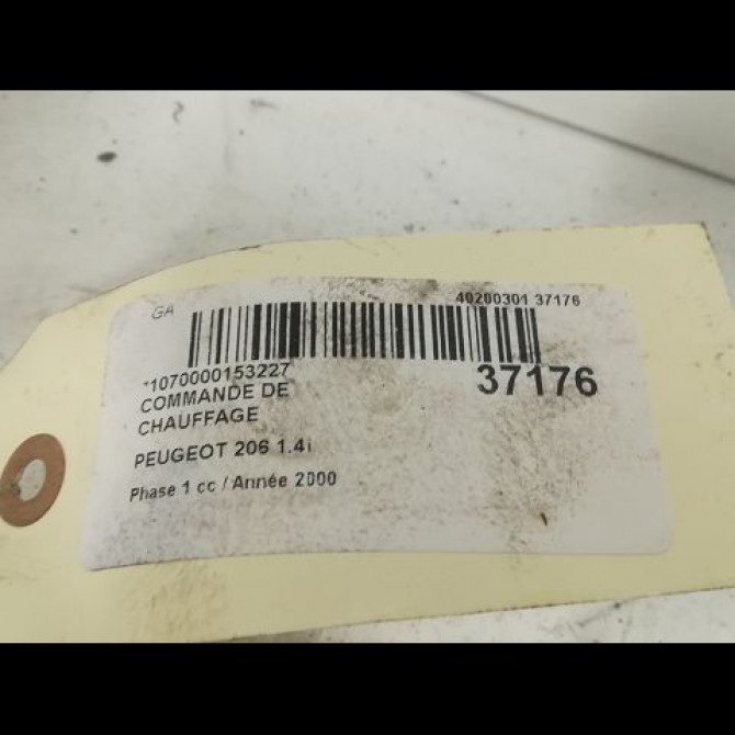 Commande de chauffage occasion PEUGEOT 206 Phase 1 09-1998->03-2009 1.4i 3