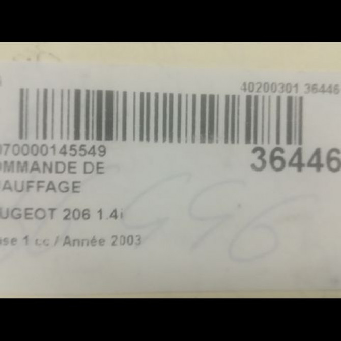 Commande de chauffage occasion PEUGEOT 206 Phase 1 09-1998->03-2009 1.4i 3