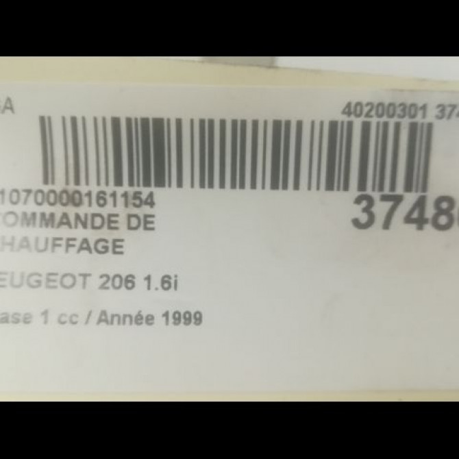 Commande de chauffage occasion PEUGEOT 206 Phase 1 09-1998->03-2009 1.6i 3