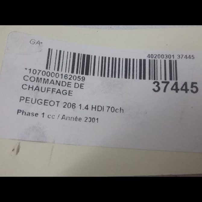 Commande de chauffage occasion PEUGEOT 206 Phase 1 09-1998->03-2009 1.4 HDI 70ch 3