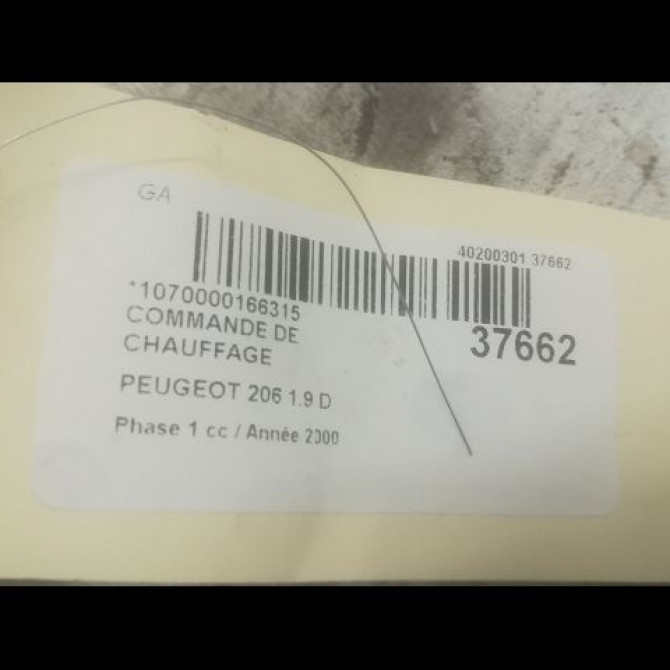 Commande de chauffage occasion PEUGEOT 206 Phase 1 09-1998->03-2009 1.9 D 3