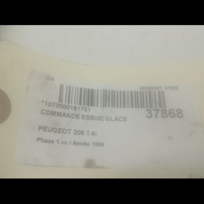 Commande essuie glace occasion PEUGEOT 206 Phase 1 09-1998->03-2009 1.4i 3
