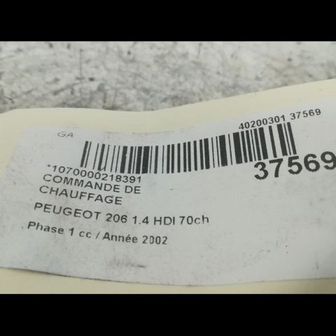 Commande de chauffage occasion PEUGEOT 206 Phase 1 09-1998->03-2009 1.4 HDI 70ch 3