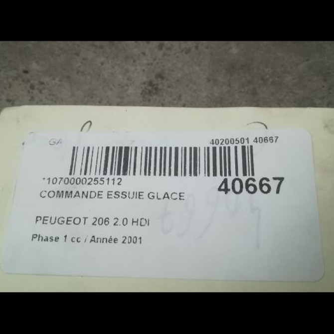 Commande essuie glace occasion PEUGEOT 206 Phase 1 09-1998->03-2009 2.0 HDI 3