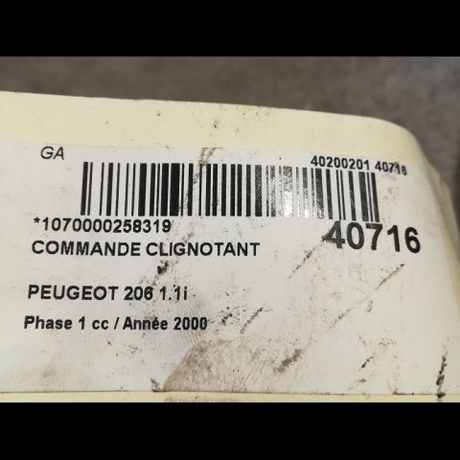 Commande clignotant occasion PEUGEOT 206 Phase 1 09-1998->03-2009 1.1i 625376 3