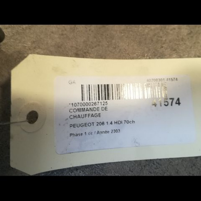 Commande de chauffage occasion PEUGEOT 206 Phase 1 09-1998->03-2009 1.4 HDI 70ch 3