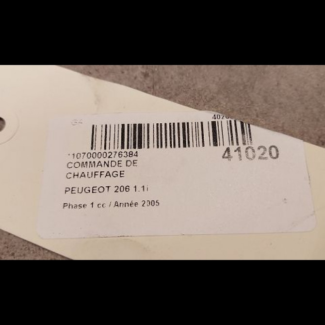 Commande de chauffage occasion PEUGEOT 206 Phase 1 09-1998->03-2009 1.1i 3