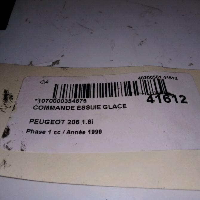 Commande essuie glace occasion PEUGEOT 206 Phase 1 09-1998->03-2009 1.6i 3