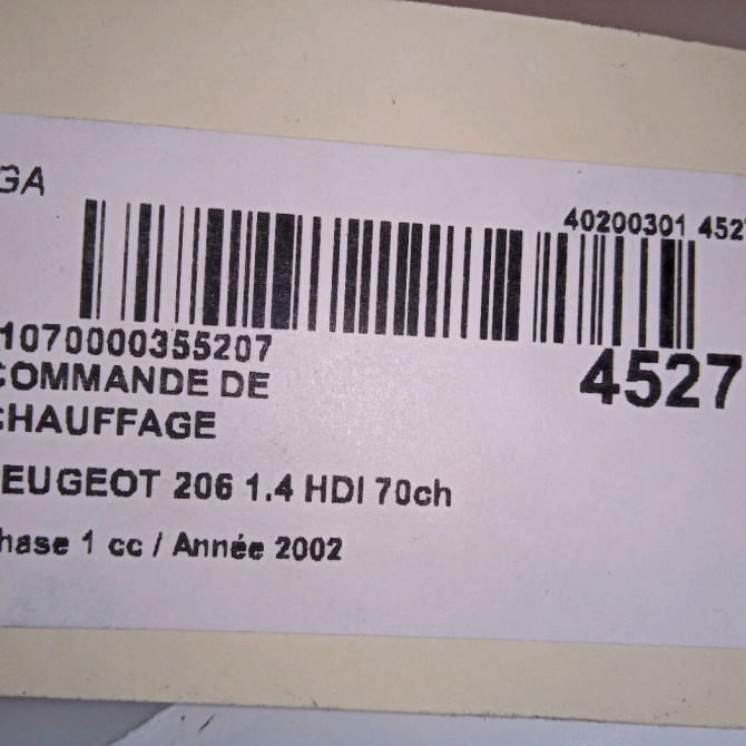 Commande de chauffage occasion PEUGEOT 206 Phase 1 09-1998->03-2009 1.4 HDI 70ch 4