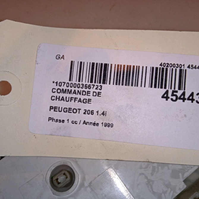 Commande de chauffage occasion PEUGEOT 206 Phase 1 09-1998->03-2009 1.4i 3