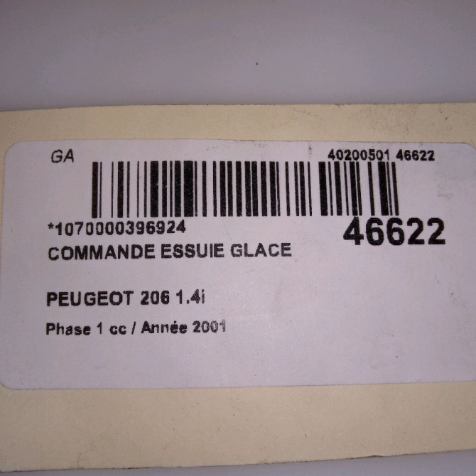 Commande essuie glace occasion PEUGEOT 206 Phase 1 09-1998->03-2009 1.4i 5