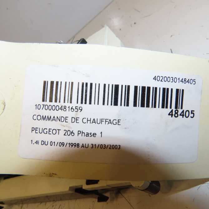 Commande de chauffage occasion PEUGEOT 206 Phase 1 09-1998->03-2009 1.4i 5