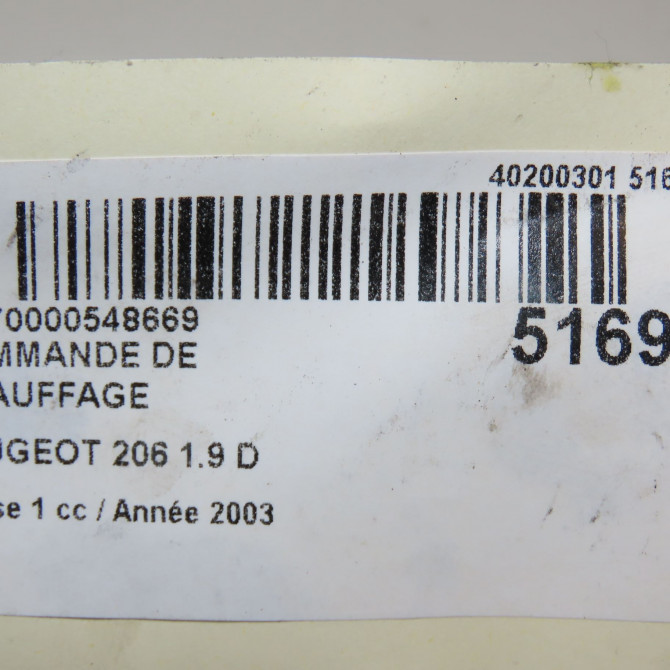 Commande de chauffage occasion PEUGEOT 206 Phase 1 09-1998->03-2009 1.9 D 6451VG 5