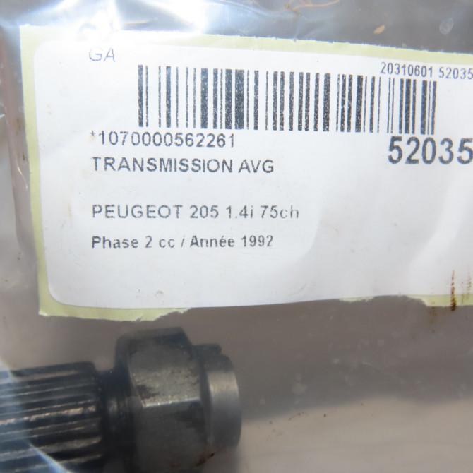 Transmission avant gauche occasion PEUGEOT 205 205 Phase 2 1987-07-01->1998-12-31 1.4i 75ch 3272R3 5