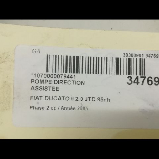 Pompe direction assistee occasion FIAT DUCATO II Phase 2 07-2002->06-2006 2.0 JTD 85ch 9645464980 3