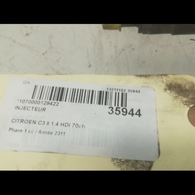 Injecteur occasion CITROEN C3 II Phase 1 11-2009->02-2013 1.4 HDi 70ch 1980EJ 3