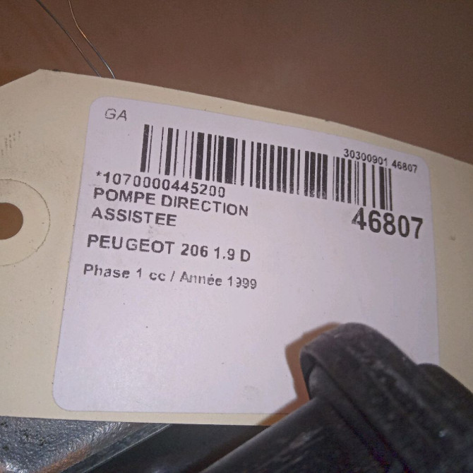 Pompe direction assistee occasion PEUGEOT 206 Phase 1 09-1998->03-2009 1.9 D 4007V6 6