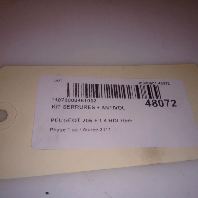 Kit serrures + antivol occasion PEUGEOT 206 + Phase 1 03-2009->05-2013 1.4 HDI 70ch 1692330580 7