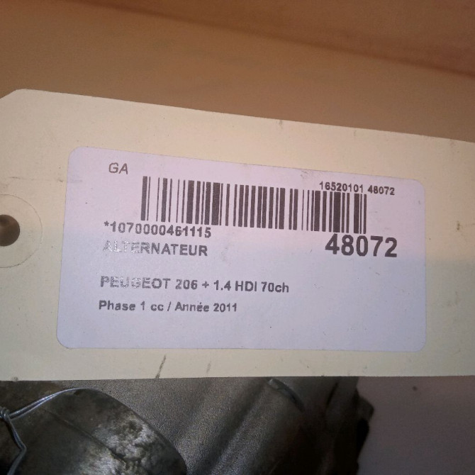 Alternateur occasion PEUGEOT 206 + Phase 1 03-2009->05-2013 1.4 HDI 70ch 8