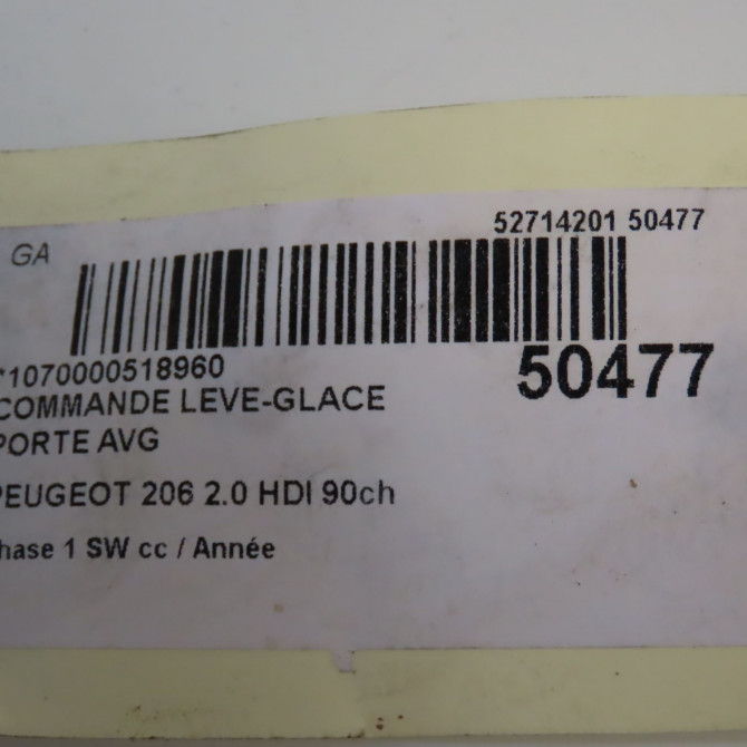 Commande lève-glace porte avant gauche occasion PEUGEOT 206 206 phase 1 SW 2002-06-01->2006-12-31 2.0 HDI 90ch 4