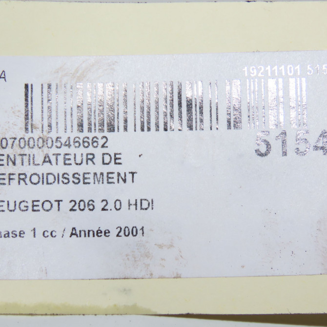 Ventilateur de refroidissement occasion PEUGEOT 206 Phase 1 09-1998->03-2009 2.0 HDI 1253C7 5