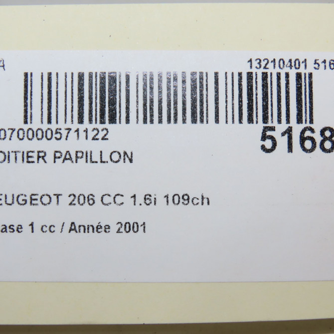 Boitier papillon occasion PEUGEOT 206 CC Phase 1 10-2000->03-2007 1.6i 109ch 163637 6