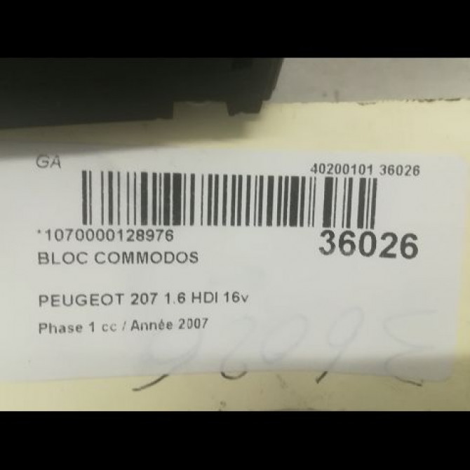 Bloc commodos occasion PEUGEOT 207 Phase 1 04-2006->06-2013 1.6 HDI 16v 110ch 624252 6