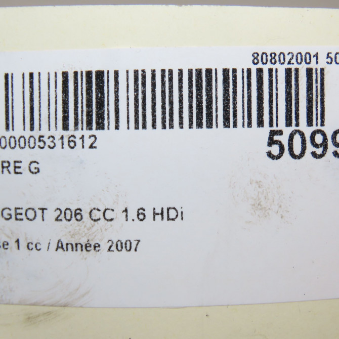 Phare gauche occasion PEUGEOT 206 CC Phase 1 10-2000->03-2007 1.6 HDi 16v FAP Sport 6208A0 6