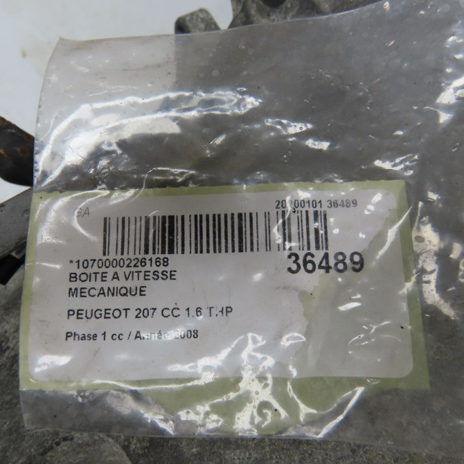 Boîte à vitesse mecanique occasion PEUGEOT 207 CC Phase 1 03-2007->... 1.6 THP 150ch 2222TH 6