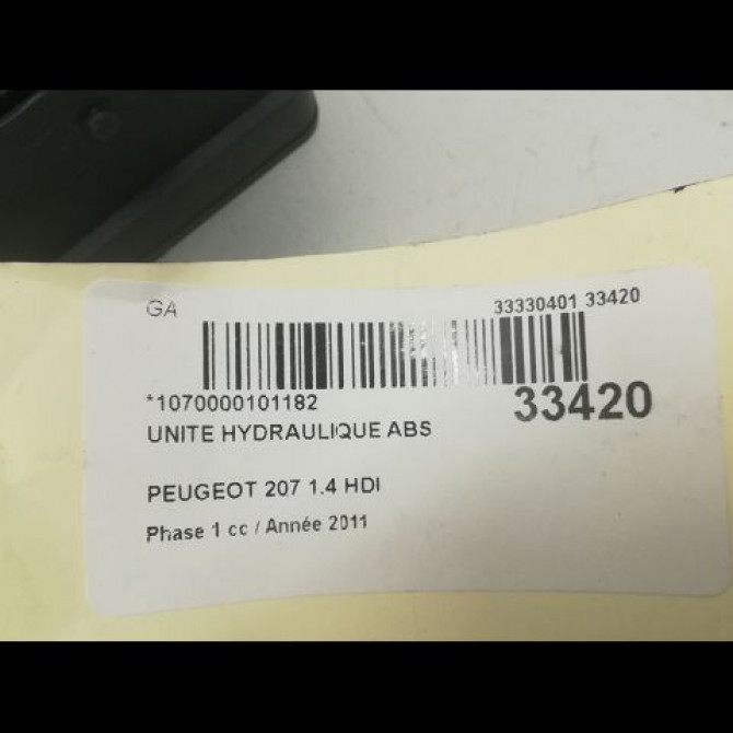 Unité hydraulique ABS occasion PEUGEOT 207 Phase 1 04-2006->06-2013 1.4 HDI 4541HQ 5