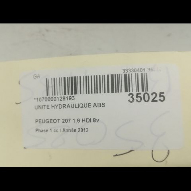 Unité hydraulique ABS occasion PEUGEOT 207 Phase 1 04-2006->06-2013 1.6 HDI 8v 92ch 4541S9 4