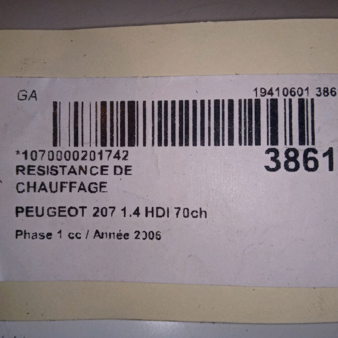 Resistance de chauffage occasion PEUGEOT 207 Phase 1 04-2006->06-2013 1.4 HDI 70ch 6436A9 3