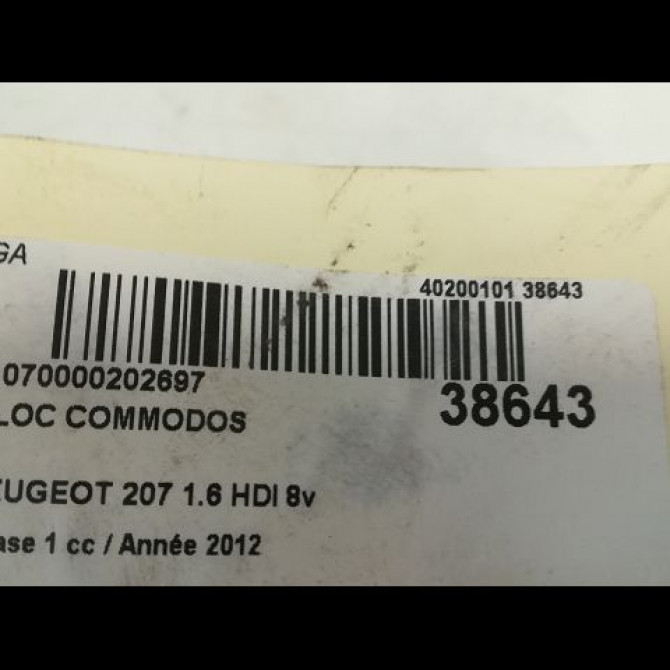 Bloc commodos occasion PEUGEOT 207 Phase 1 04-2006->06-2013 1.6 HDI 8v 92ch 6242YL 3
