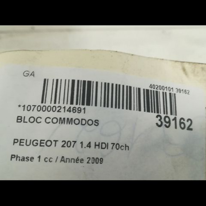 Bloc commodos occasion PEUGEOT 207 Phase 1 04-2006->06-2013 1.4 HDI 70ch 6242YL 5