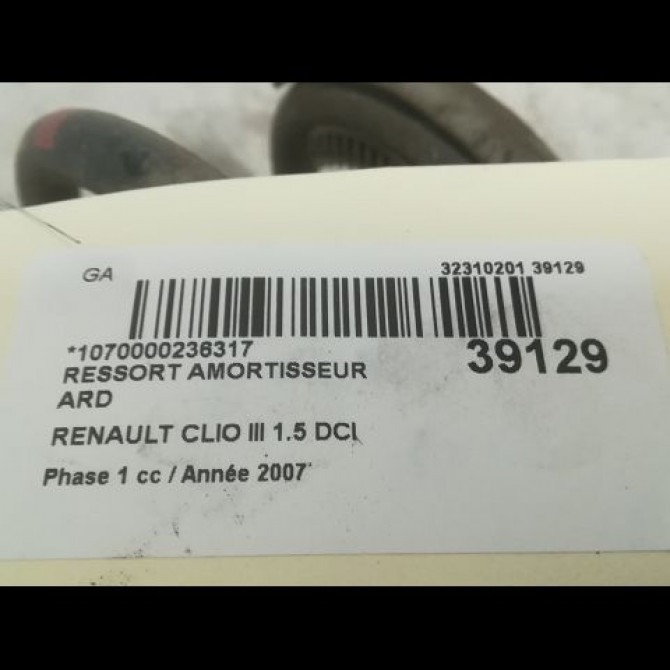 Ressort amortisseur ard occasion RENAULT CLIO III Phase 1 09-2005->03-2009 1.5 DCI 85ch 8200843957 2