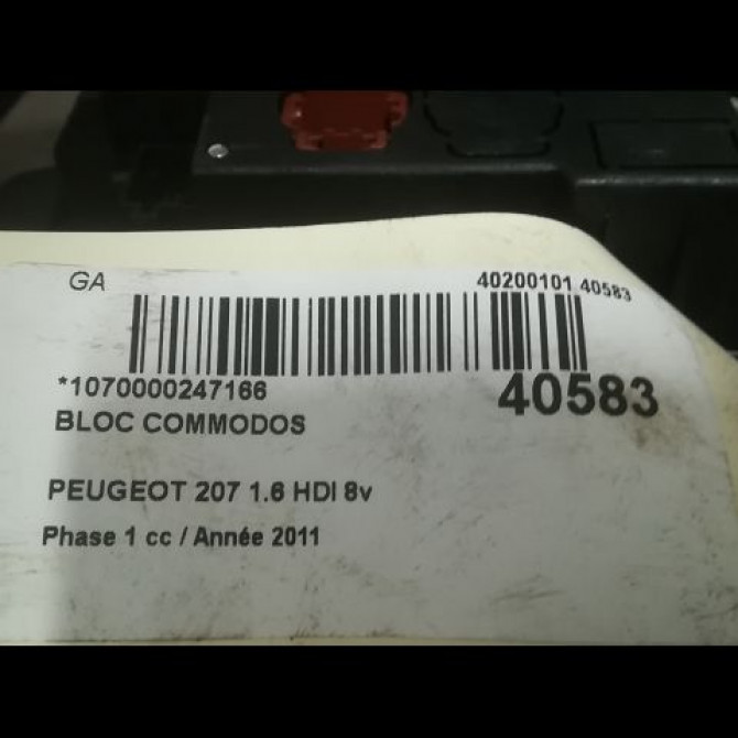 Bloc commodos occasion PEUGEOT 207 Phase 1 04-2006->06-2013 1.6 HDI 8v 92ch 6242YL 5
