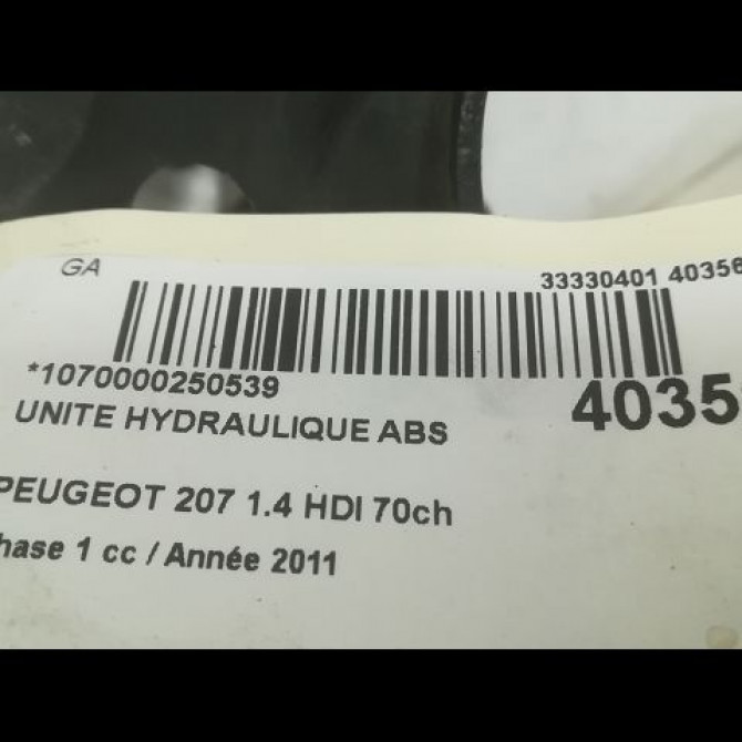Unité hydraulique ABS occasion PEUGEOT 207 Phase 1 04-2006->06-2013 1.4 HDI 70ch 4541HQ 4