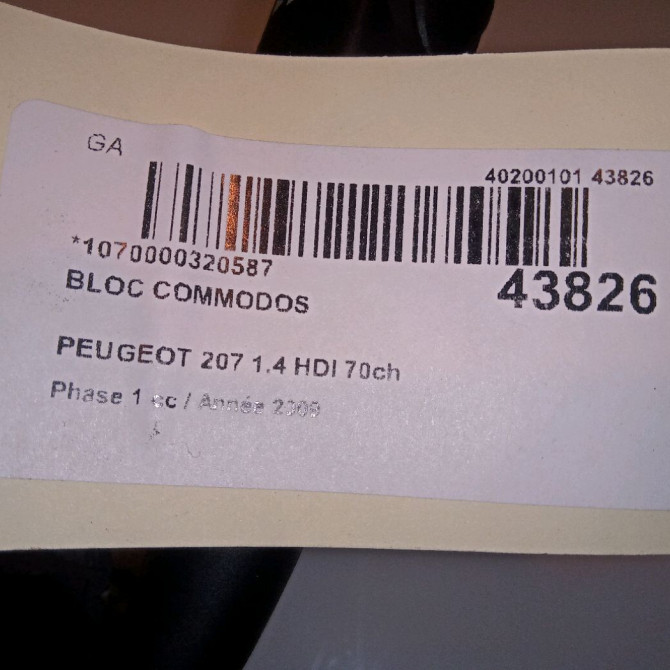 Bloc commodos occasion PEUGEOT 207 Phase 1 04-2006->06-2013 1.4 HDI 70ch 6242YL 5