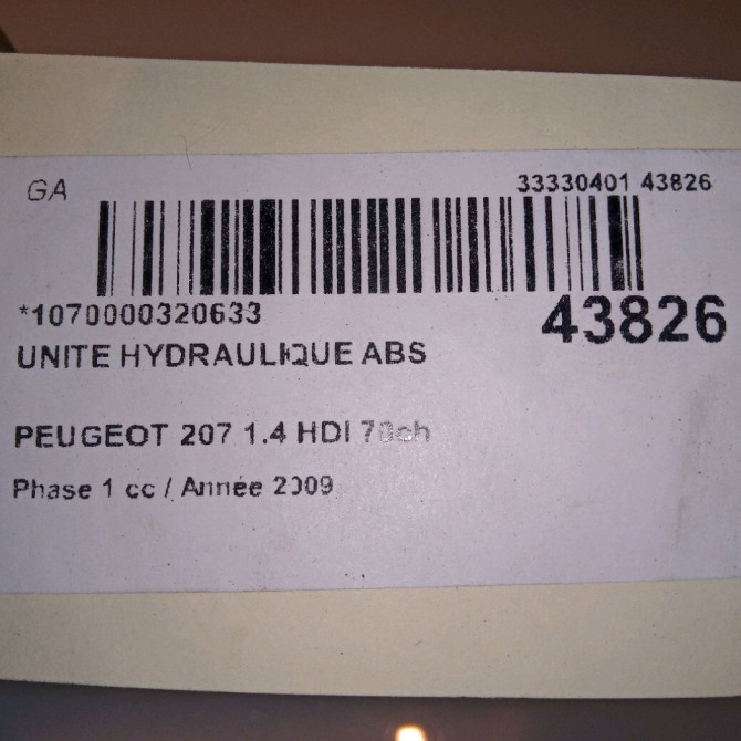 Unité hydraulique ABS occasion PEUGEOT 207 Phase 1 04-2006->06-2013 1.4 HDI 70ch 4541S8 4
