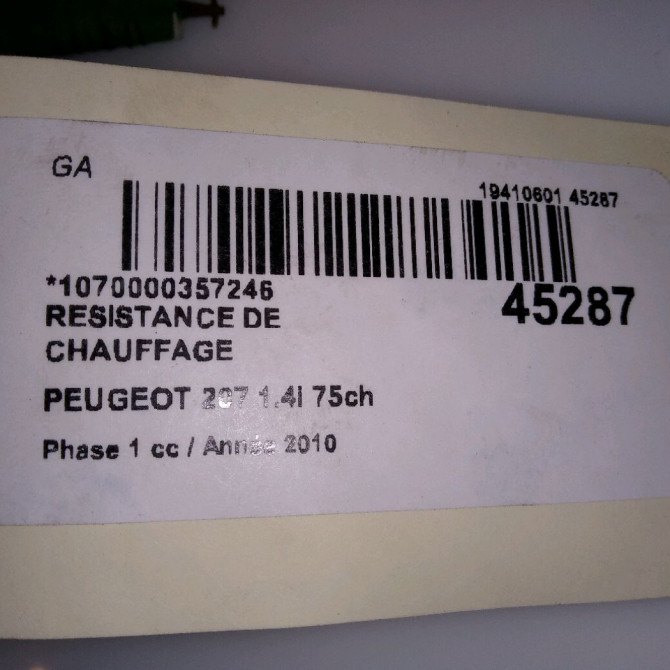 Resistance de chauffage occasion PEUGEOT 207 Phase 1 04-2006->06-2013 1.4i 75ch 6441V8 4