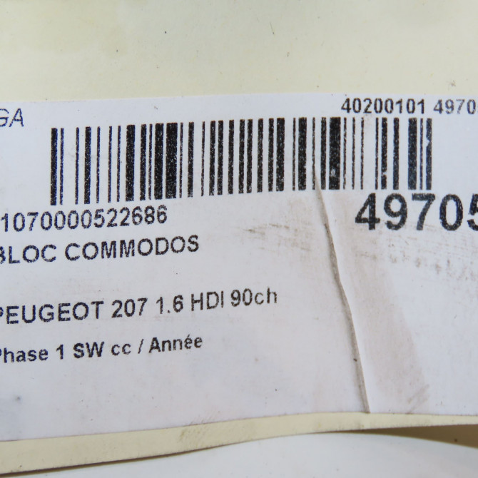 Bloc commodos occasion PEUGEOT 207 Phase 1 SW 07-2007->03-2013 1.6 HDI 90ch 6242YL 7