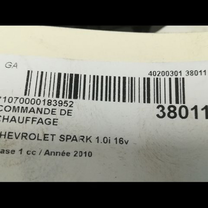 Commande de chauffage occasion CHEVROLET SPARK Phase 1 01-2010->09-2012 1.0i 16v 68ch 95979299 3