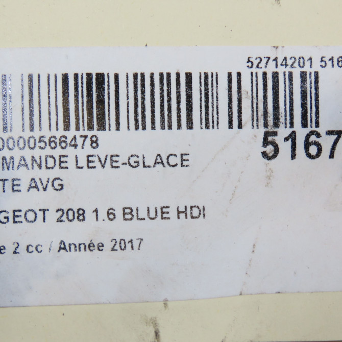 Commande lève-glace porte avant gauche occasion PEUGEOT 208 Phase 2 04-2015->... 1.6 BLUE HDI 100ch 98242539ZD 6