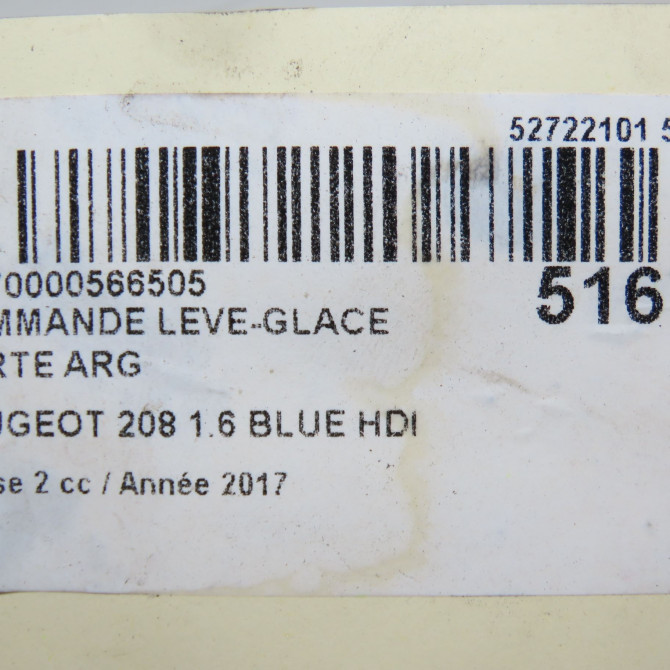 Commande leve-glace porte arrière gauche occasion PEUGEOT 208 Phase 2 04-2015->... 1.6 BLUE HDI 100ch 98242552ZD 5