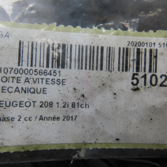 Boîte à vitesse mecanique occasion PEUGEOT 208 Phase 2 04-2015->... 1.2i 81ch 9810688480 6
