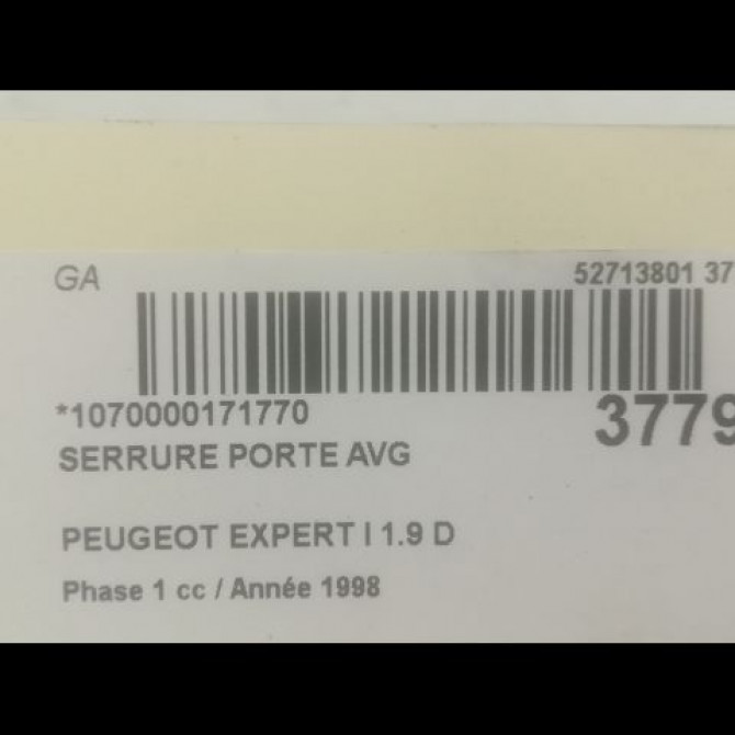 Serrure porte avg occasion PEUGEOT EXPERT I Phase 1 10-1995->12-2003 1.9 D 9135J4 3