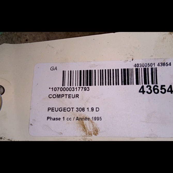 Compteur occasion PEUGEOT 306 Phase 1 09-1994->03-1997 1.9 D 6113JJ 3