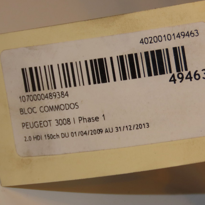 Bloc commodos occasion PEUGEOT 3008 I Phase 1 04-2009->12-2013 2.0 HDI 150ch 4