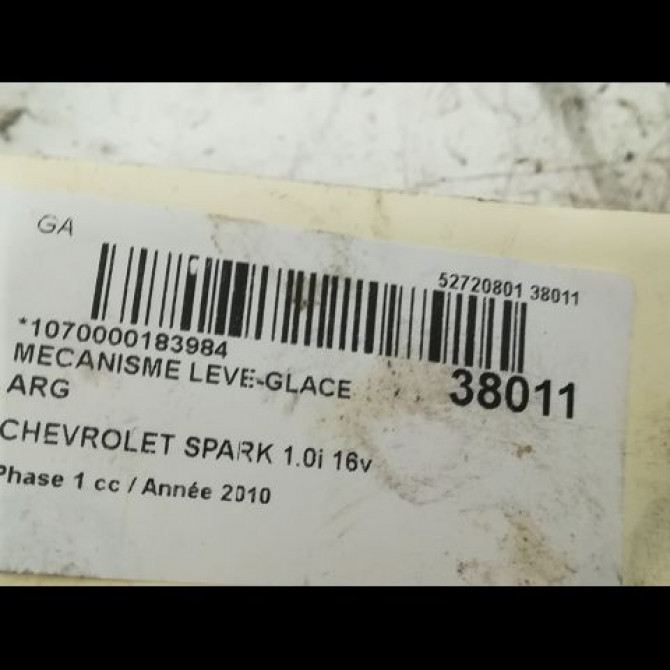 Mecanisme leve-glace arrière gauche occasion CHEVROLET SPARK Phase 1 01-2010->09-2012 1.0i 16v 68ch 95394102 3